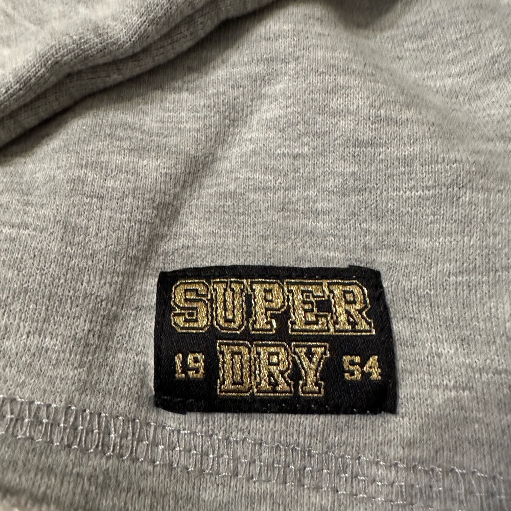 Superdry Ace Metal Crop Hoodie - NWT - Size 10 Gray Hoodie with Gold Logo - Picture 9 of 16